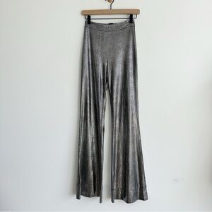 I.AM.GIA Metallic Silver Snake Print High-Waist Flare Pants